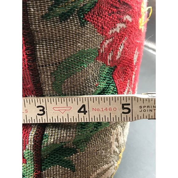 Happy Holidays 2 Needlepoint Petit Retangle Couch Throw Pillows Red Poinsettia - Picture 8 of 8